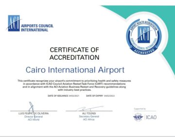 مطار القاهرة يحصل على شهادة الاعتماد الصحي من المجلس الدولي للمطارات